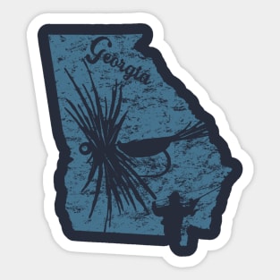 Georgia Distressed Fly Fishing State Map Sticker